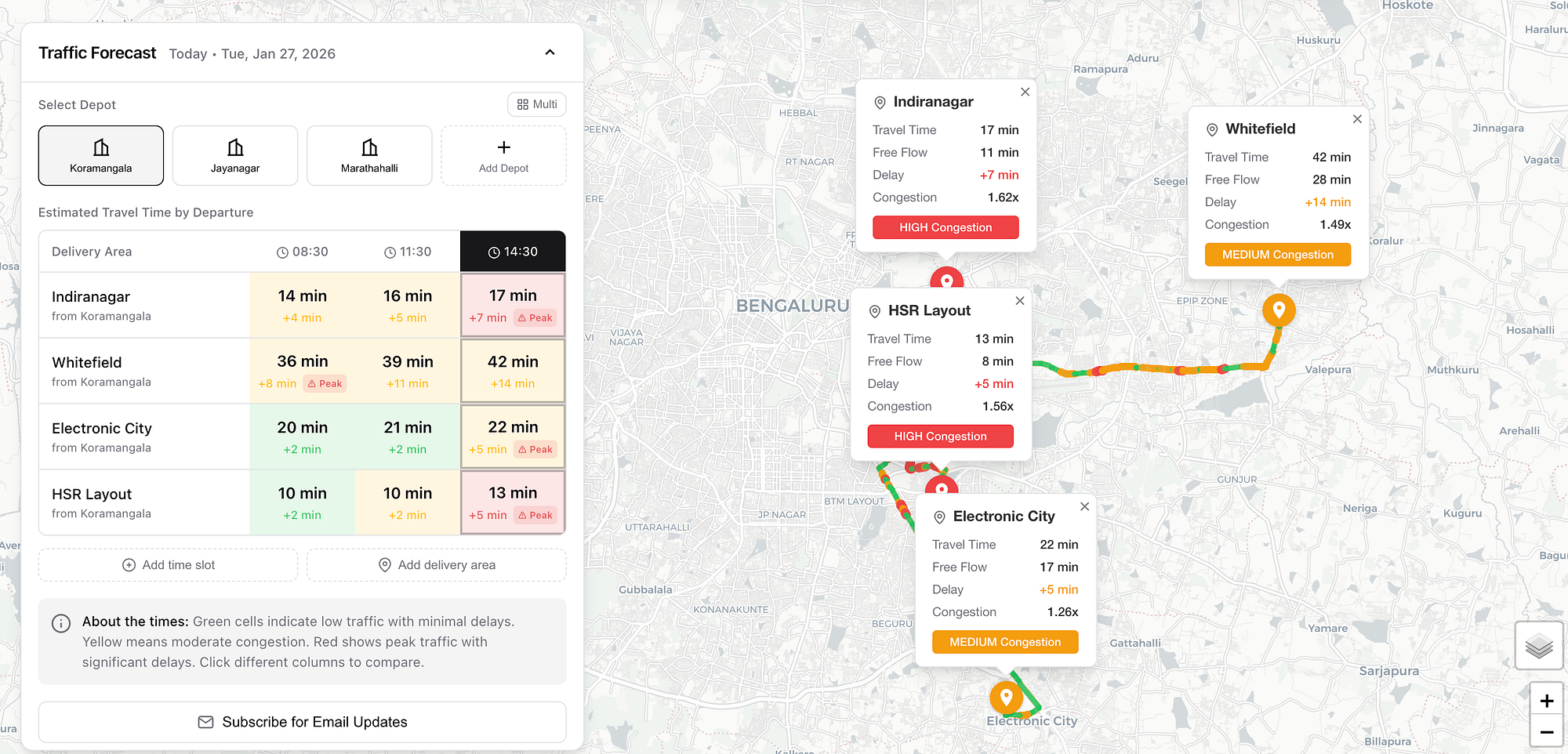 Traffic forecast map